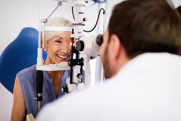 older patient getting an eye exam