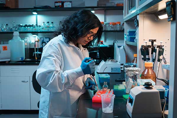 Doctor conducting research in a lab