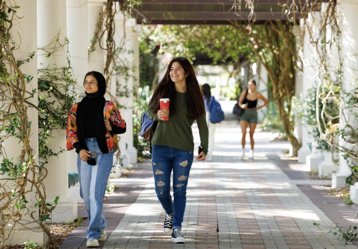USF College of Public Health students walking through campus