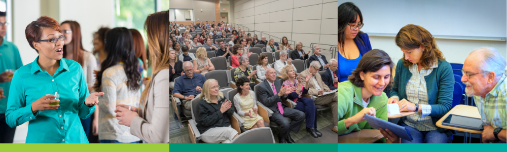 A collage of three images depicting professional development for COPH faculty.