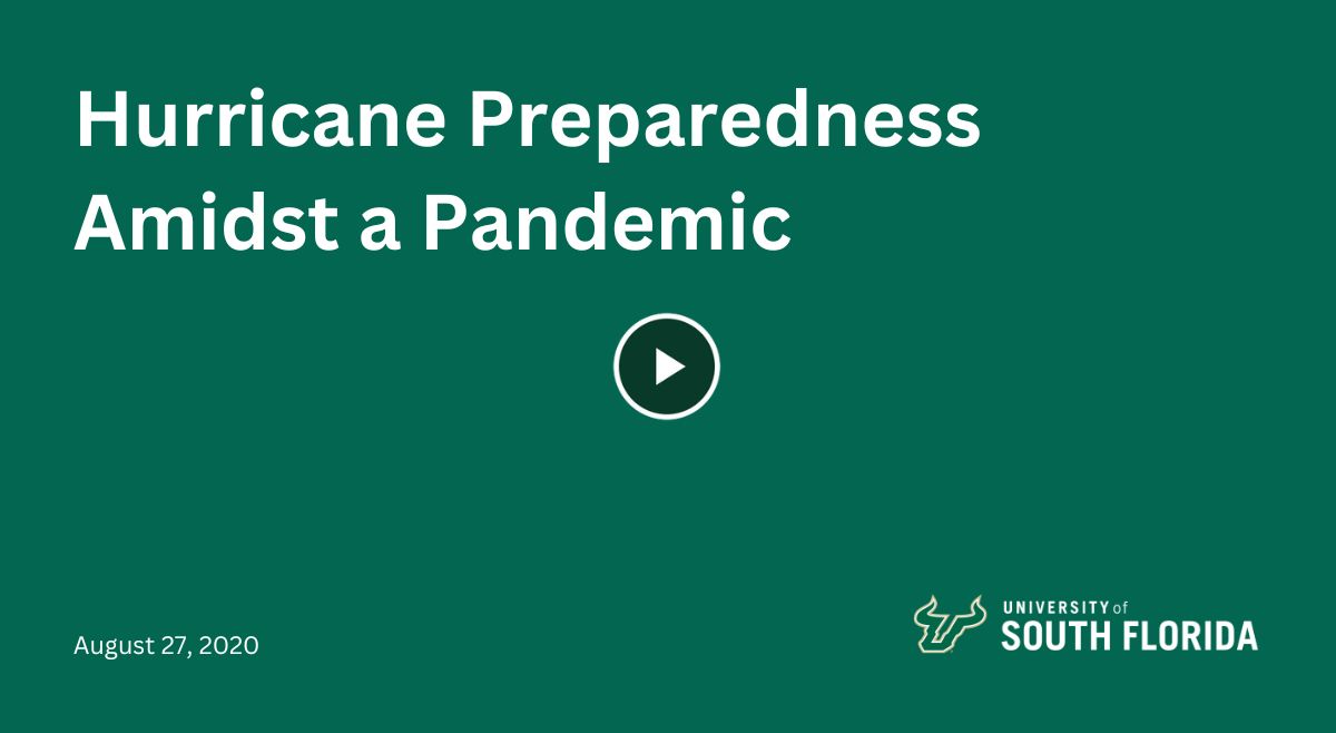 A presentation slide that reads "Hurricane Preparedness Amidst a Pandemic"