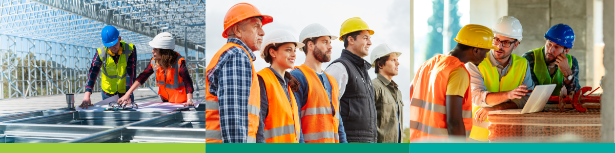 A collage of three images depicting workplace safety and OSHA training.
