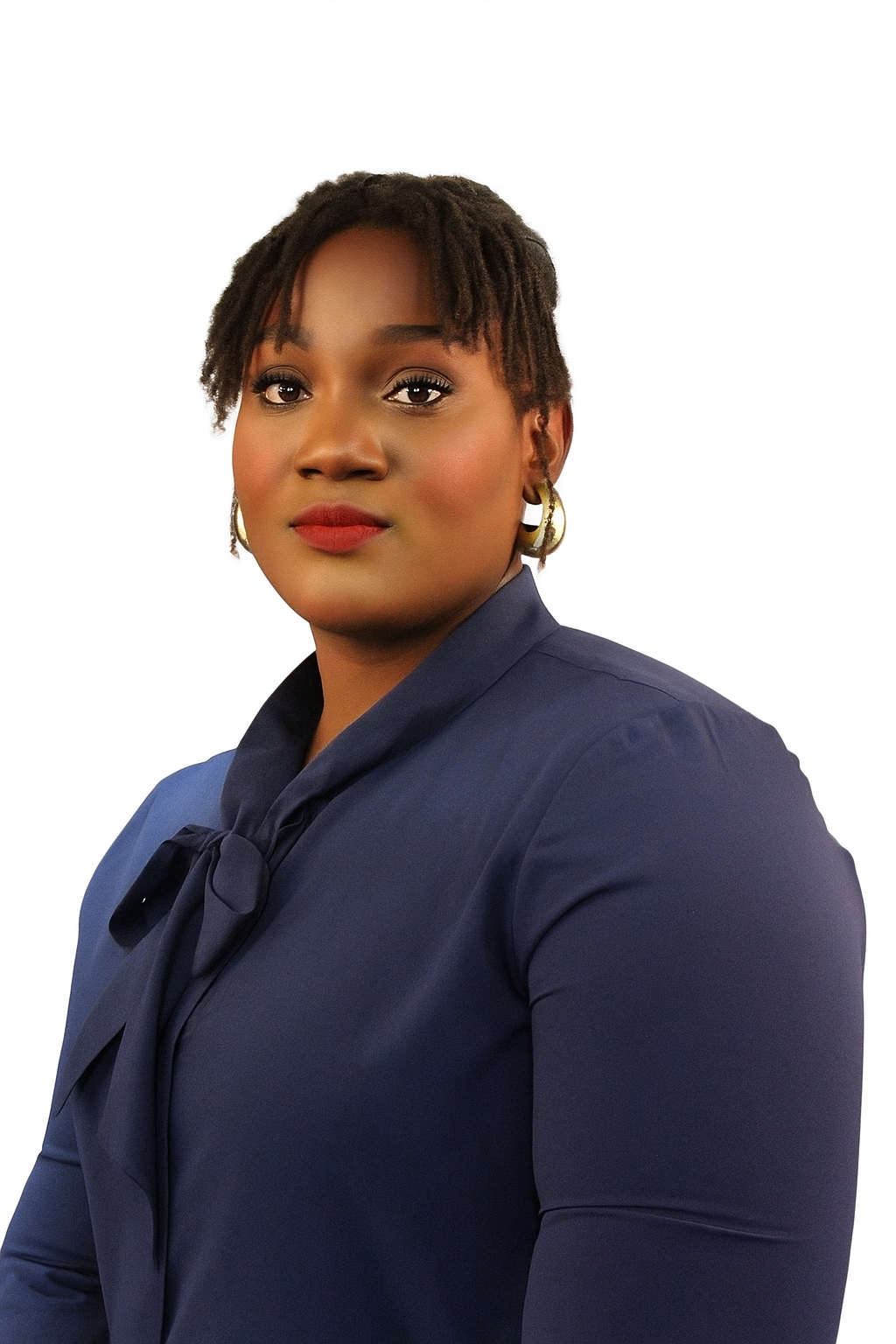 A headshot of Cathia Jean in front of a white backdrop