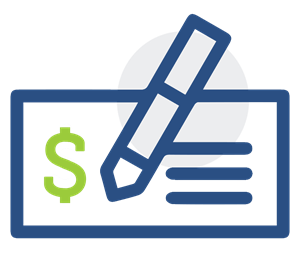 Illustration of a check being written.