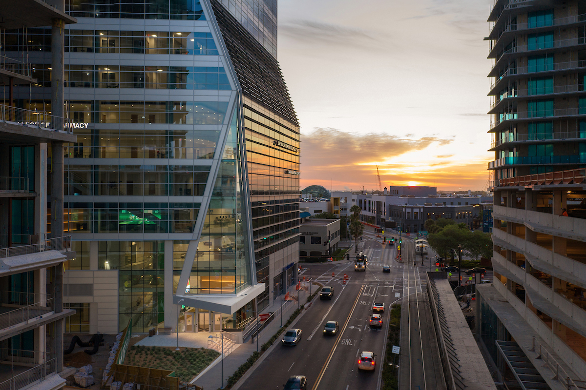 View of the street outside of the MORSANI College of Medicine building