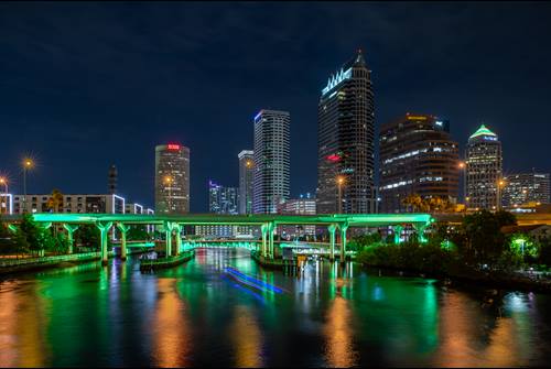 City of Tampa skyline at night