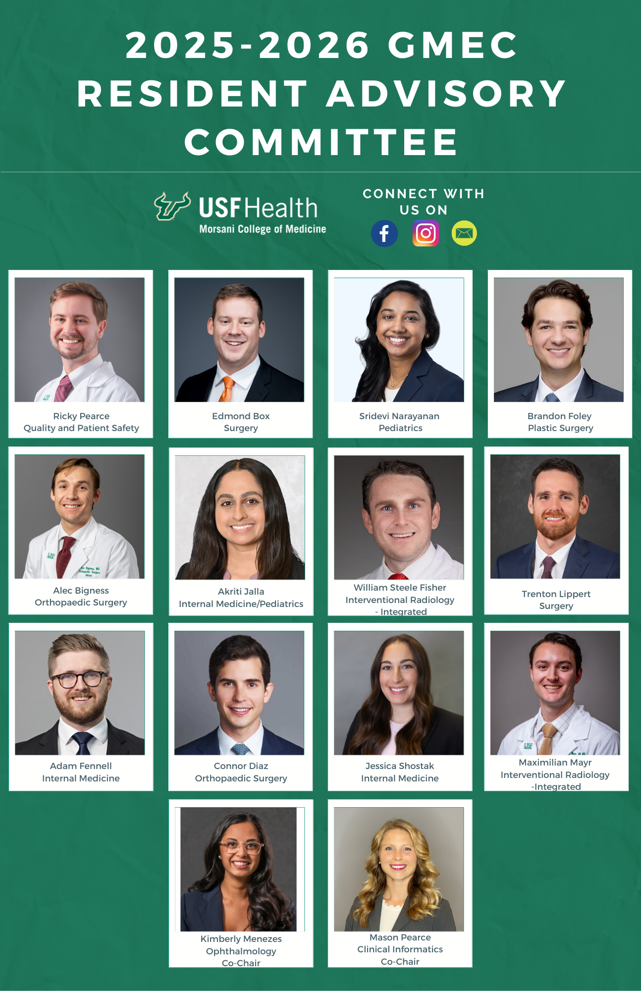 collage of headshots of the elected resident advisory committee members for 2025-2026