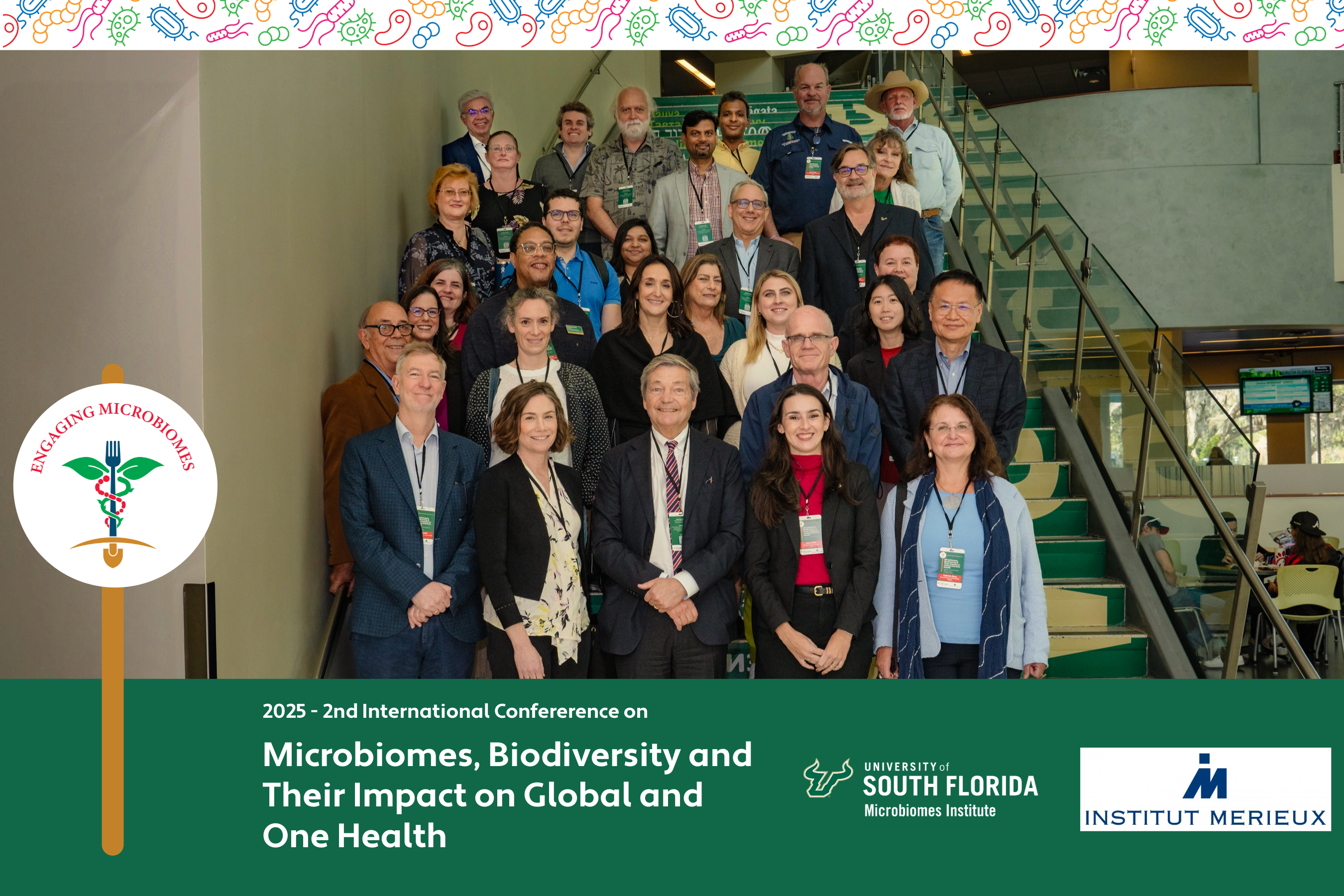 Picture of attendees 2025 International Conference on Microbiomes at USF