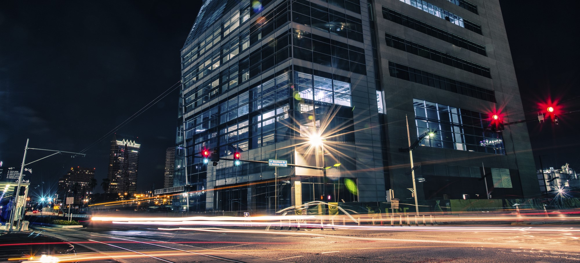 USF Health building downtown at night