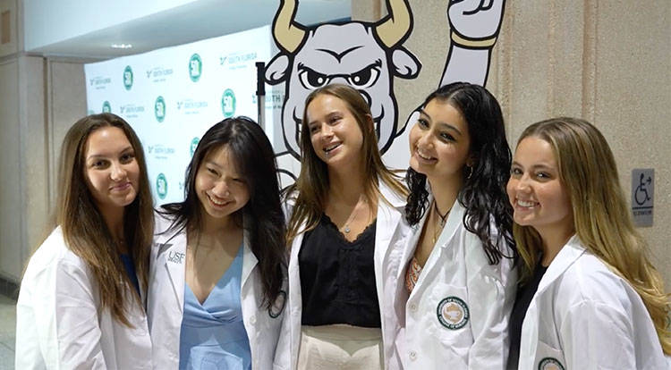 USF mascot Rocky the Bull marks the 50th anniversary of the College of Nursing.