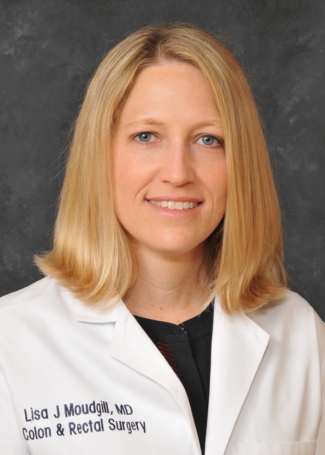 Headshot of Lisa Moudgill wearing a white coat