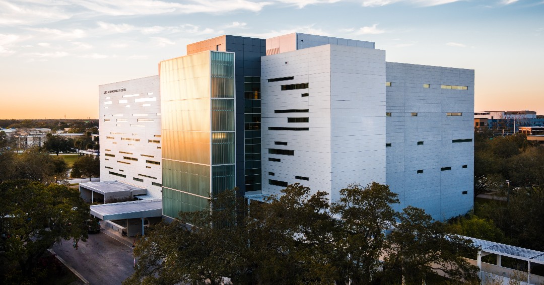 Sunrise veiw of Morsani Center for Advanced Healthcare