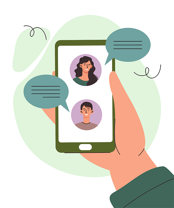 Illustration of smartphone with videoconference