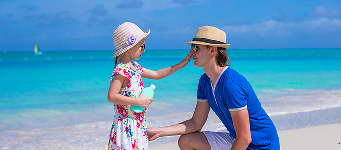 Dad with daughter at the beach 
