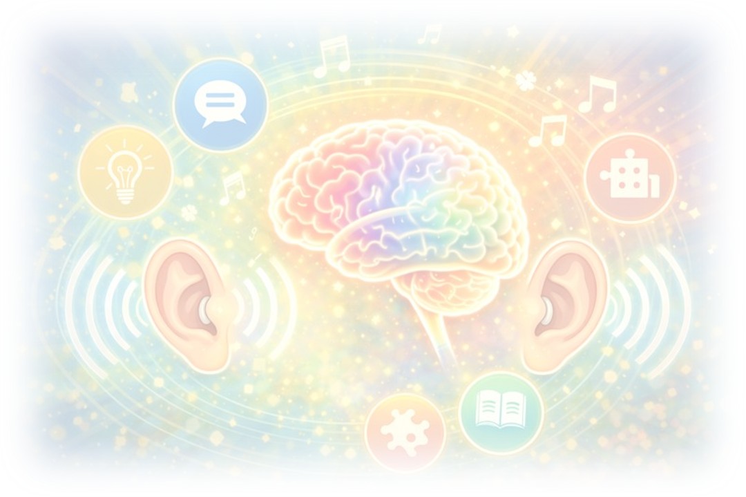 Brain and hearing graphic image 