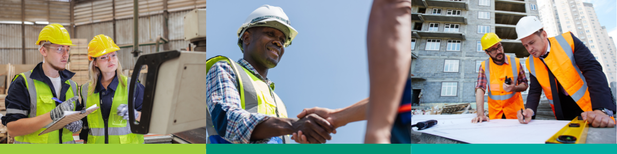 A collage of three images depicting workplace safety and OSHA training.