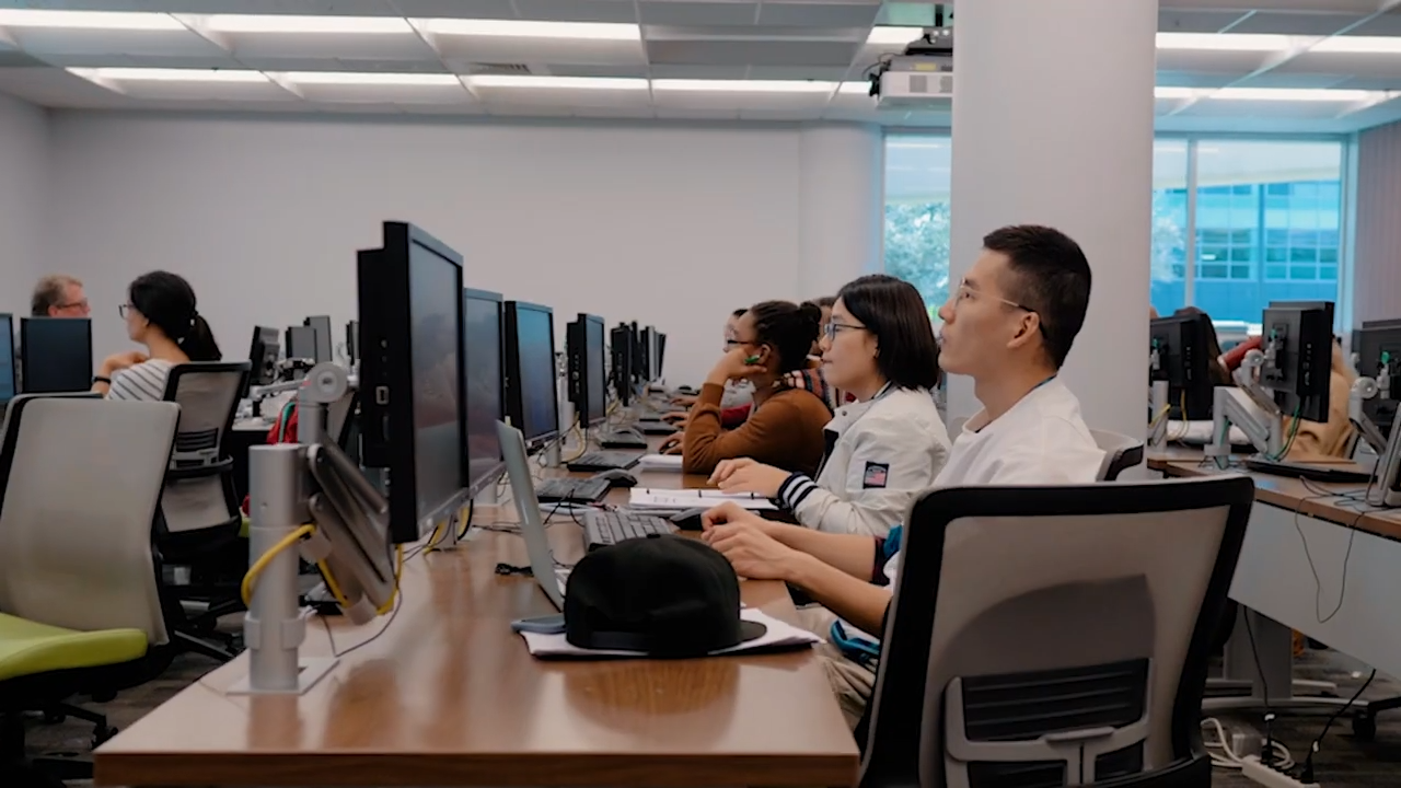 A group of students in a computer lab