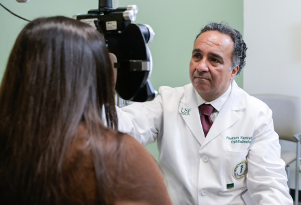 Dr. Pedram Hamrah with patient 