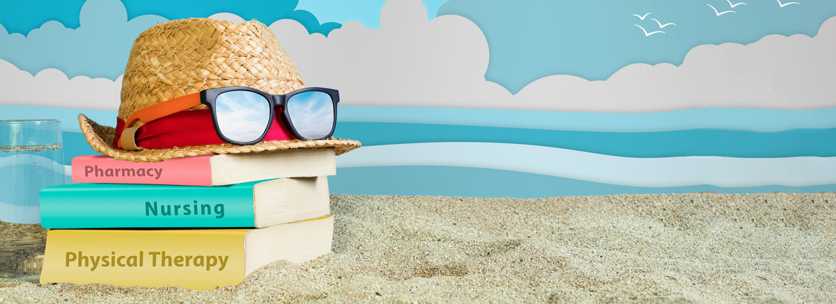 books on the beach at summer