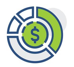 Illustration of a dollar symbol inside a circle. 