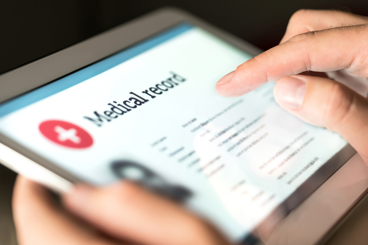 medical records on tablet