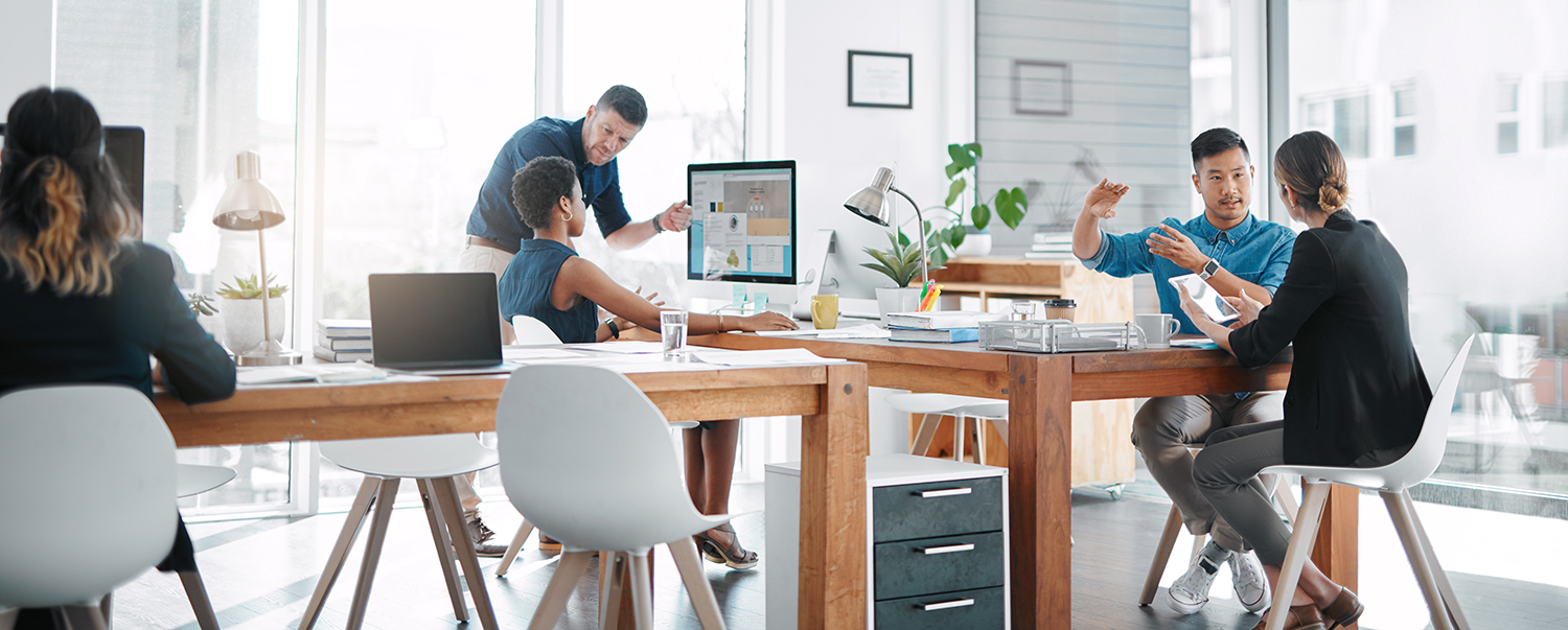 Shot of a team of businesspeople working together in a modern office
