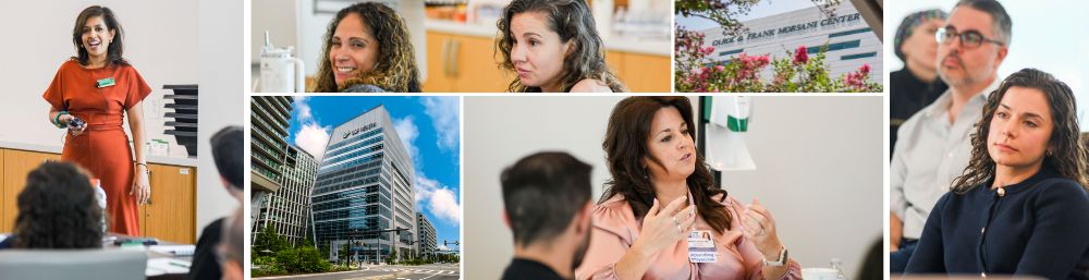 Collage of doctors, faculty and buildings at USF Health. 