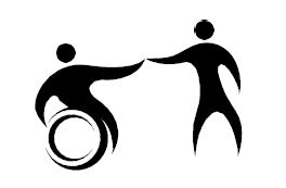 clipart of person in wheelchair holding hands with person standing